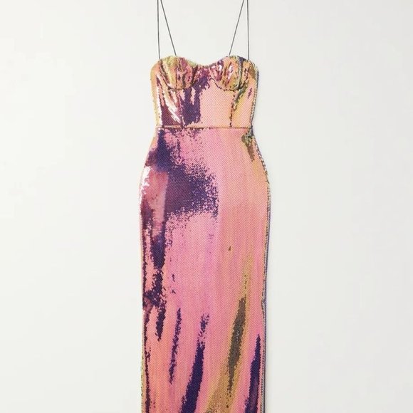 Alex Perry Women's Pink Ford Sequined Voile Gown - Picture 4 of 7